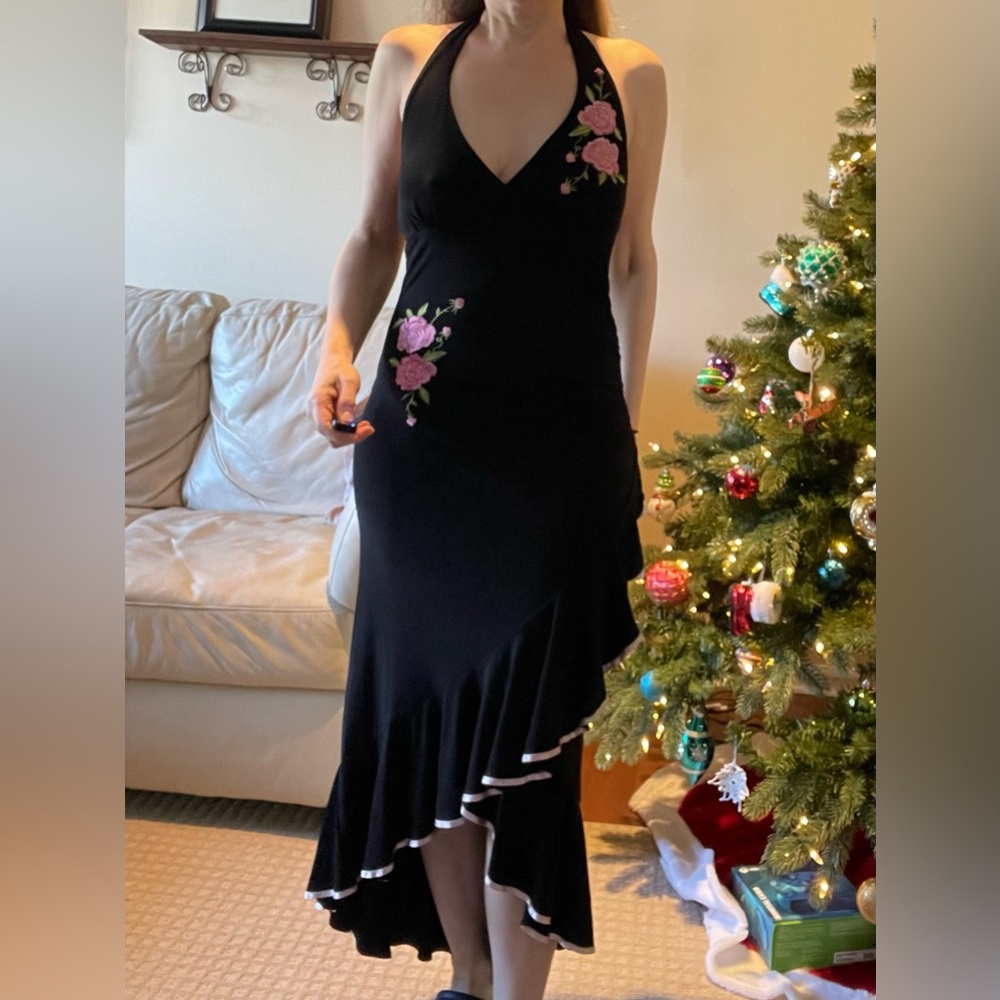 Body Central Black High Low V-Neck Gown
